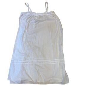 Eileen West XL White Cotton Lawn Nightgown Sleeveless Button Front Vintage core